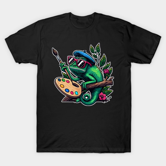 Artistic Camouflage: The Chameleon Sketch Artis T-Shirt by diegotorres